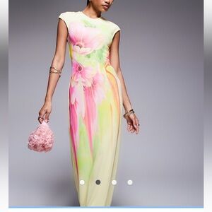 AFRM Pink and Yellow Floral Maxi Dress